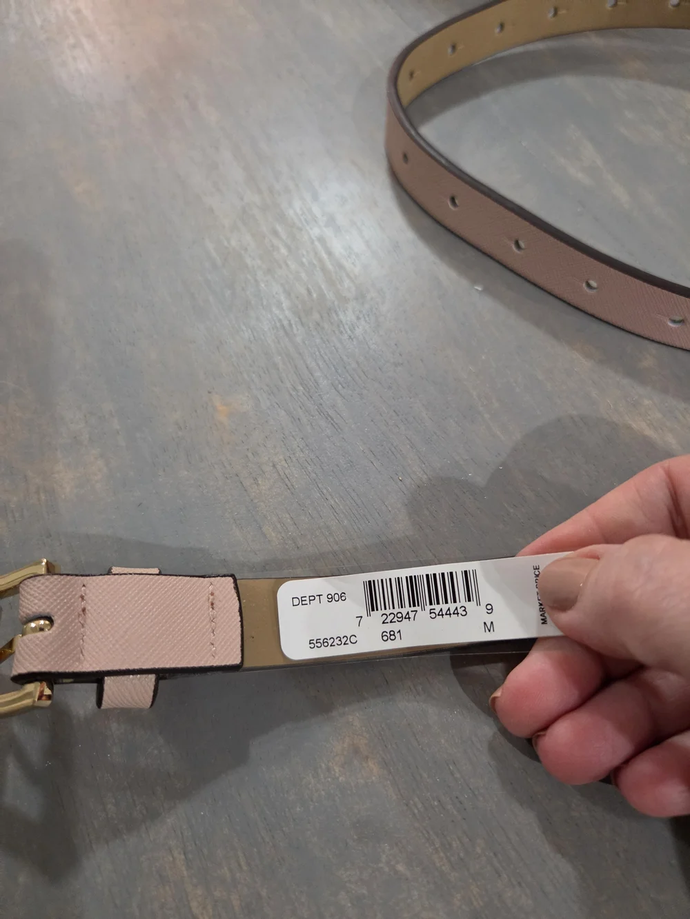 Michael Kors Pale Pink Leather Belt with Gold Buckle